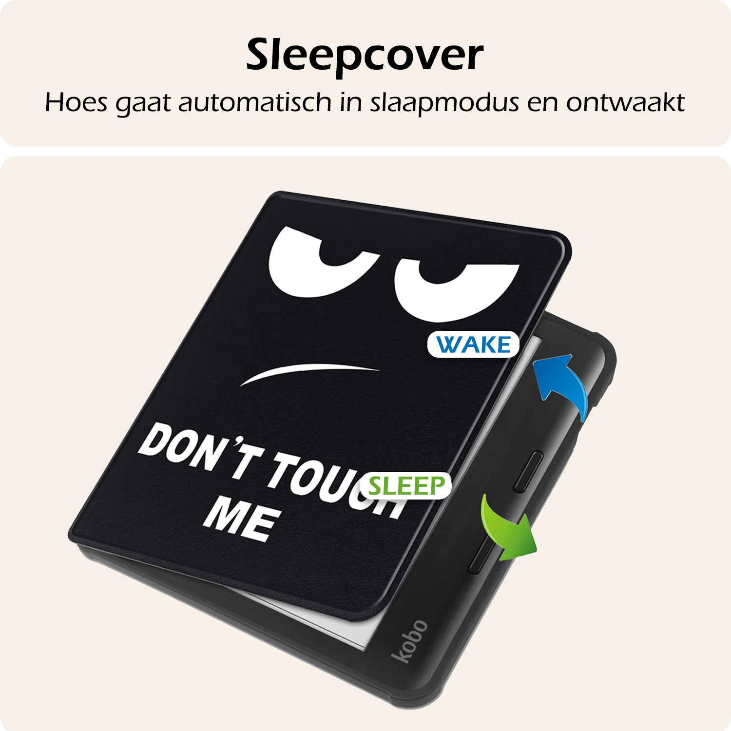 Nomfy Hoesje Geschikt voor Kobo Libra Colour Hoes Book Case - Hoes Geschikt voor Kobo Libra Colour Hoesje Book Cover - Don't Touch Me