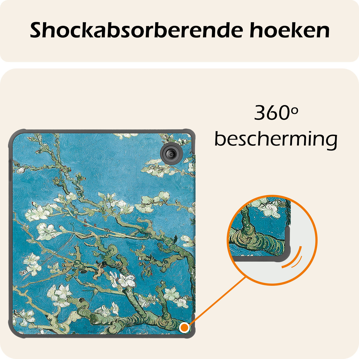 Nomfy Hoesje Geschikt voor Kobo Libra Colour Hoes Book Case - Hoes Geschikt voor Kobo Libra Colour Hoesje Book Cover Met Screenprotector - Bloesem