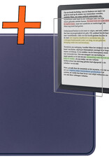 Nomfy Hoesje Geschikt voor Kobo Libra Colour Hoes Book Case - Hoes Geschikt voor Kobo Libra Colour Hoesje Book Cover Met Screenprotector - Donkerblauw