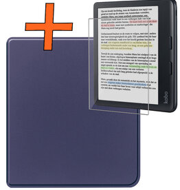 Nomfy Nomfy Kobo Libra Colour Hoesje Met Screenprotector - Donkerblauw