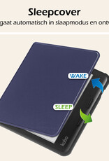 Nomfy Hoesje Geschikt voor Kobo Libra Colour Hoes Book Case - Hoes Geschikt voor Kobo Libra Colour Hoesje Book Cover Met Screenprotector - Donkerblauw