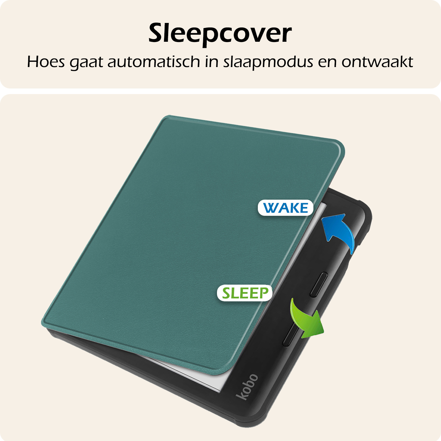 Nomfy Hoesje Geschikt voor Kobo Libra Colour Hoes Book Case - Hoes Geschikt voor Kobo Libra Colour Hoesje Book Cover Met Screenprotector - Donkergroen