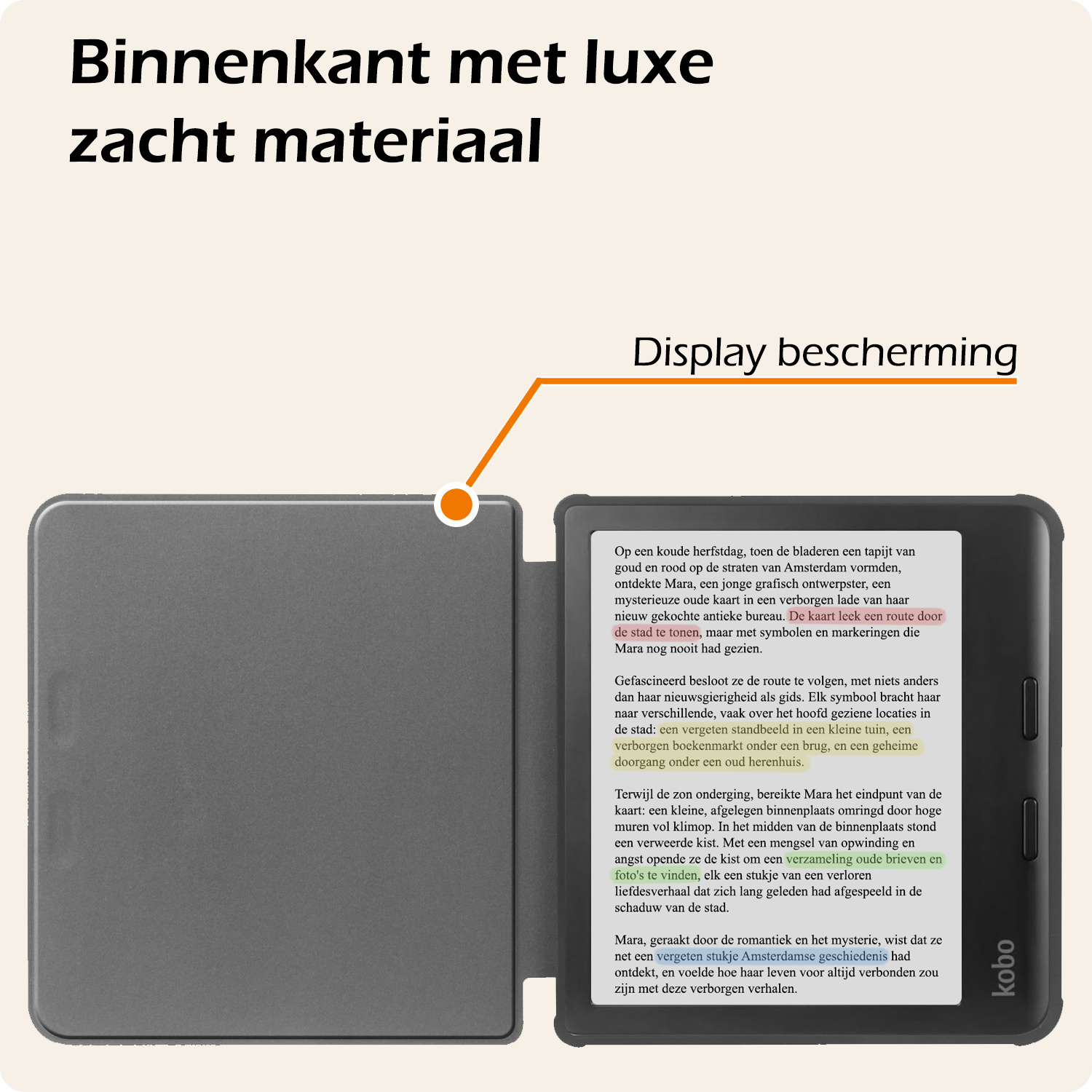 Nomfy Hoesje Geschikt voor Kobo Libra Colour Hoes Book Case - Hoes Geschikt voor Kobo Libra Colour Hoesje Book Cover Met Screenprotector - Donkergroen