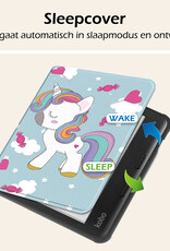 Nomfy Hoesje Geschikt voor Kobo Libra Colour Hoes Book Case - Hoes Geschikt voor Kobo Libra Colour Hoesje Book Cover Met Screenprotector - Eenhoorn