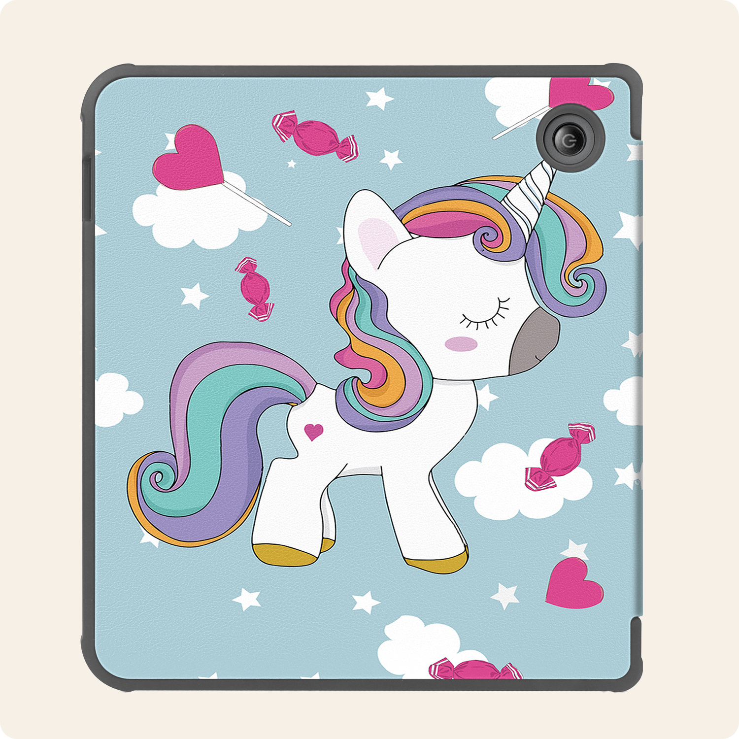 Nomfy Hoesje Geschikt voor Kobo Libra Colour Hoes Book Case - Hoes Geschikt voor Kobo Libra Colour Hoesje Book Cover Met Screenprotector - Eenhoorn