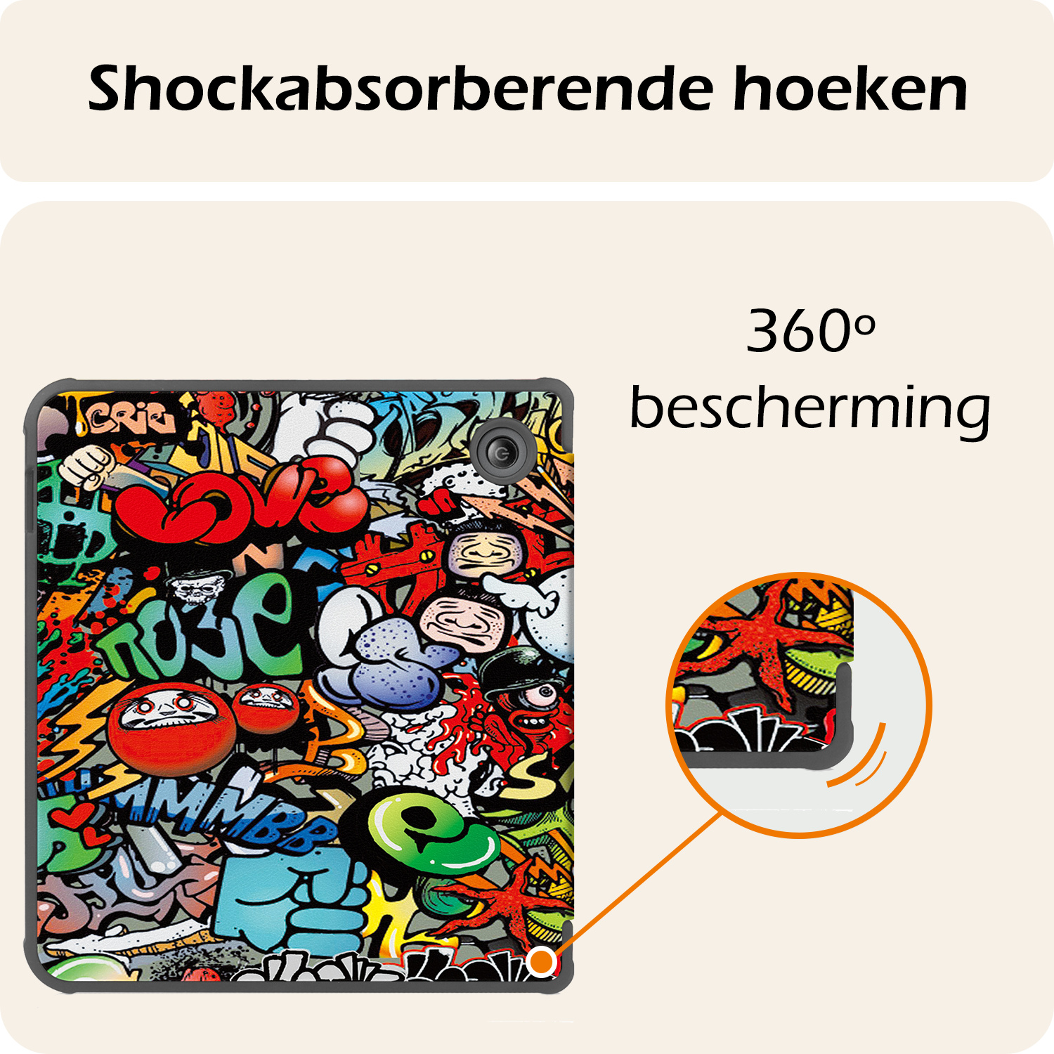 Nomfy Hoesje Geschikt voor Kobo Libra Colour Hoes Book Case - Hoes Geschikt voor Kobo Libra Colour Hoesje Book Cover Met Screenprotector - Graffity