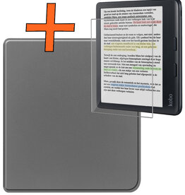 Nomfy Nomfy Kobo Libra Colour Hoesje Met Screenprotector - Grijs