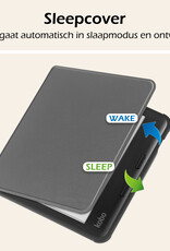 Nomfy Hoesje Geschikt voor Kobo Libra Colour Hoes Book Case - Hoes Geschikt voor Kobo Libra Colour Hoesje Book Cover Met Screenprotector - Grijs