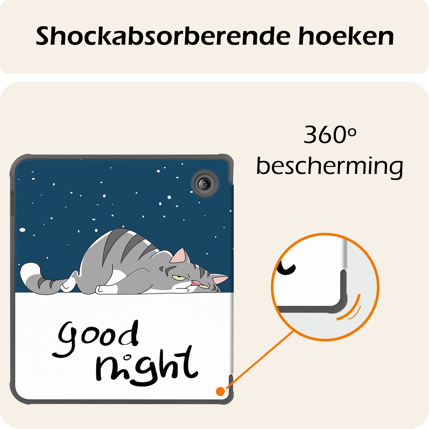 Nomfy Hoesje Geschikt voor Kobo Libra Colour Hoes Book Case - Hoes Geschikt voor Kobo Libra Colour Hoesje Book Cover Met Screenprotector - Kat