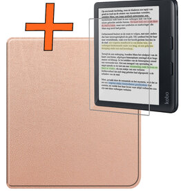 Nomfy Nomfy Kobo Libra Colour Hoesje Met Screenprotector - Rose Goud