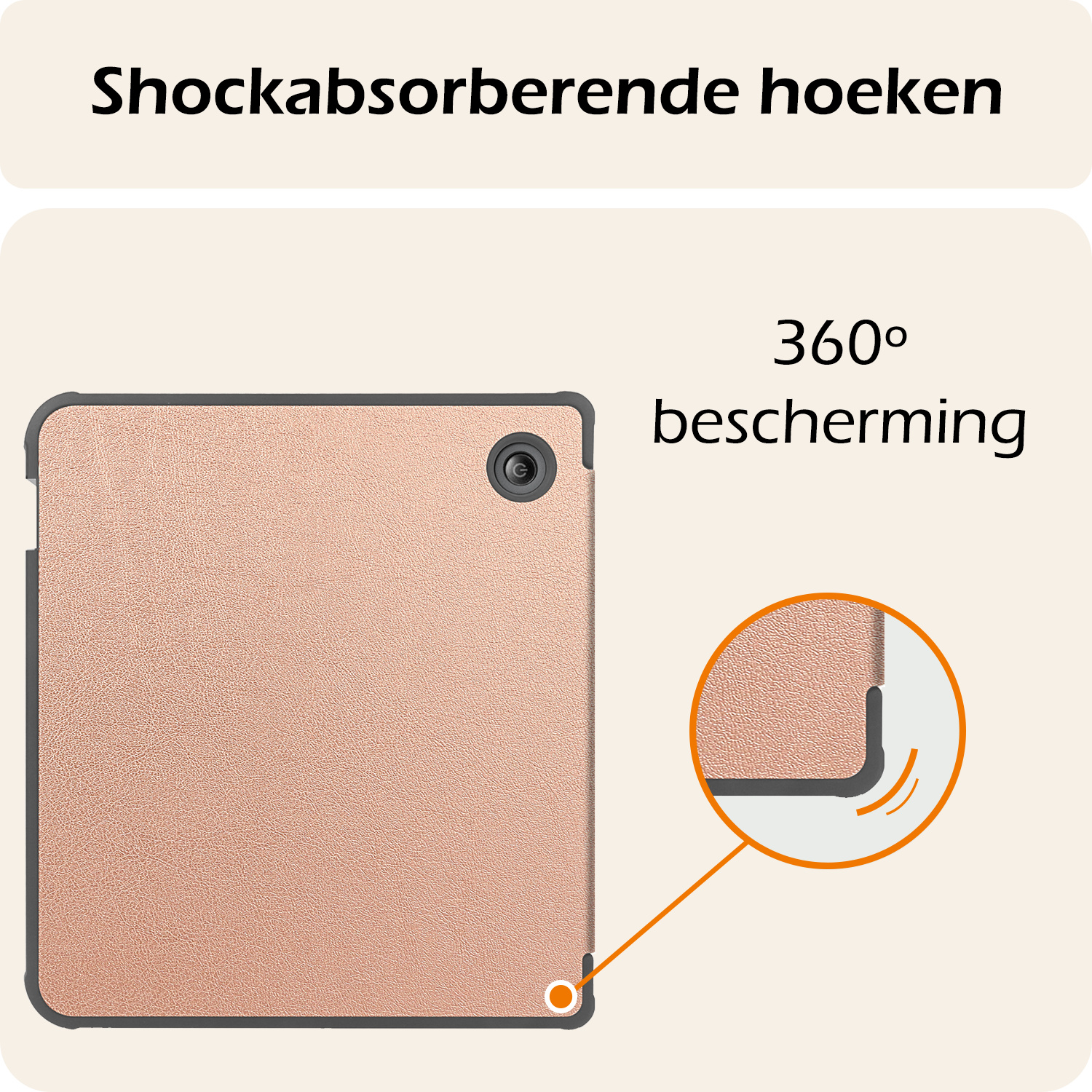 Nomfy Hoesje Geschikt voor Kobo Libra Colour Hoes Book Case - Hoes Geschikt voor Kobo Libra Colour Hoesje Book Cover Met Screenprotector - Rosé Goud