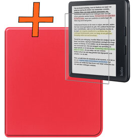 Nomfy Nomfy Kobo Libra Colour Hoesje Met Screenprotector - Rood