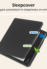 Nomfy Hoesje Geschikt voor Kobo Libra Colour Hoes Book Case - Hoes Geschikt voor Kobo Libra Colour Hoesje Book Cover Met Screenprotector - Zwart