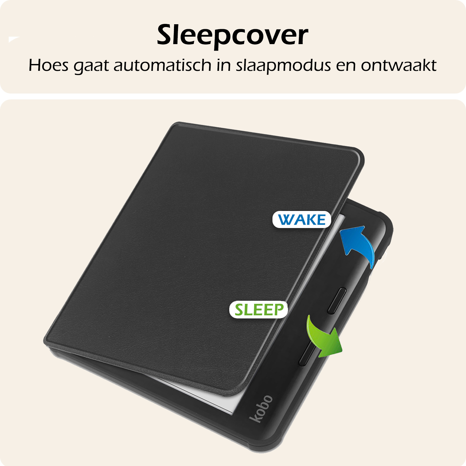 Nomfy Hoesje Geschikt voor Kobo Libra Colour Hoes Book Case - Hoes Geschikt voor Kobo Libra Colour Hoesje Book Cover Met Screenprotector - Zwart