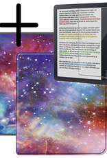 BASEY. Hoes Geschikt voor Kobo Libra Colour Hoesje Bookcase Cover Hoes Met Screenprotector - Hoesje Geschikt voor Kobo Libra Colour Hoes Cover Case - Galaxy