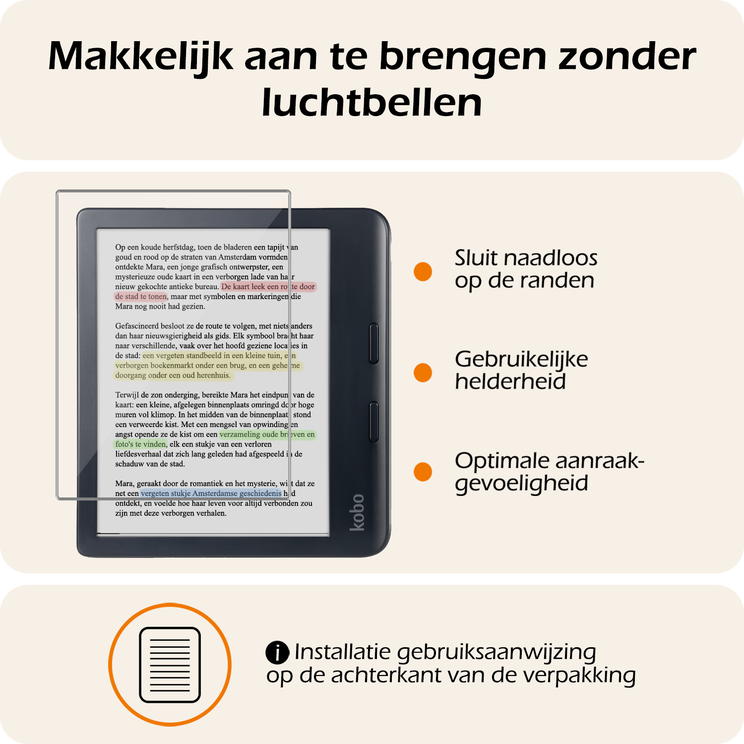 Nomfy Hoesje Geschikt voor Kobo Libra Colour Hoes Book Case - Hoes Geschikt voor Kobo Libra Colour Hoesje Book Cover Met Screenprotector - Rosé Goud