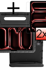 NoXx iPad Pro 11 inch 2024 Hoes Kinder Hoesje Kids Case Cover Kids Proof Met 2x Screenprotector - iPad Pro 11 inch 2024 Kinder Hoes - Zwart