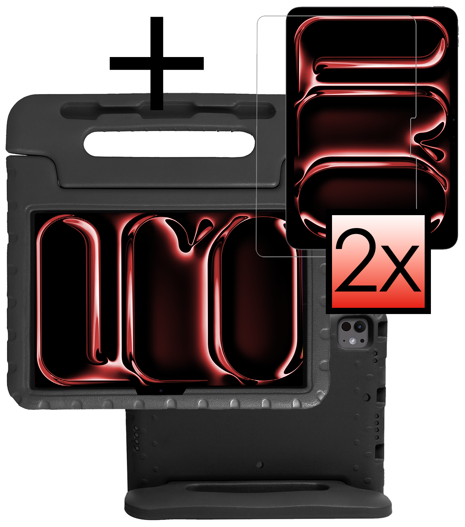 NoXx iPad Pro 11 inch 2024 Hoes Kinder Hoesje Kids Case Cover Kids Proof Met 2x Screenprotector - iPad Pro 11 inch 2024 Kinder Hoes - Zwart