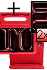 NoXx iPad Pro 11 inch 2024 Hoes Kinder Hoesje Kids Case Cover Kids Proof Met 2x Screenprotector - iPad Pro 11 inch 2024 Kinder Hoes - Rood
