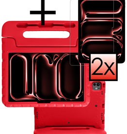 NoXx NoXx iPad Pro 2024 (11 inch) Kinderhoes Met 2x Screenprotector - Rood