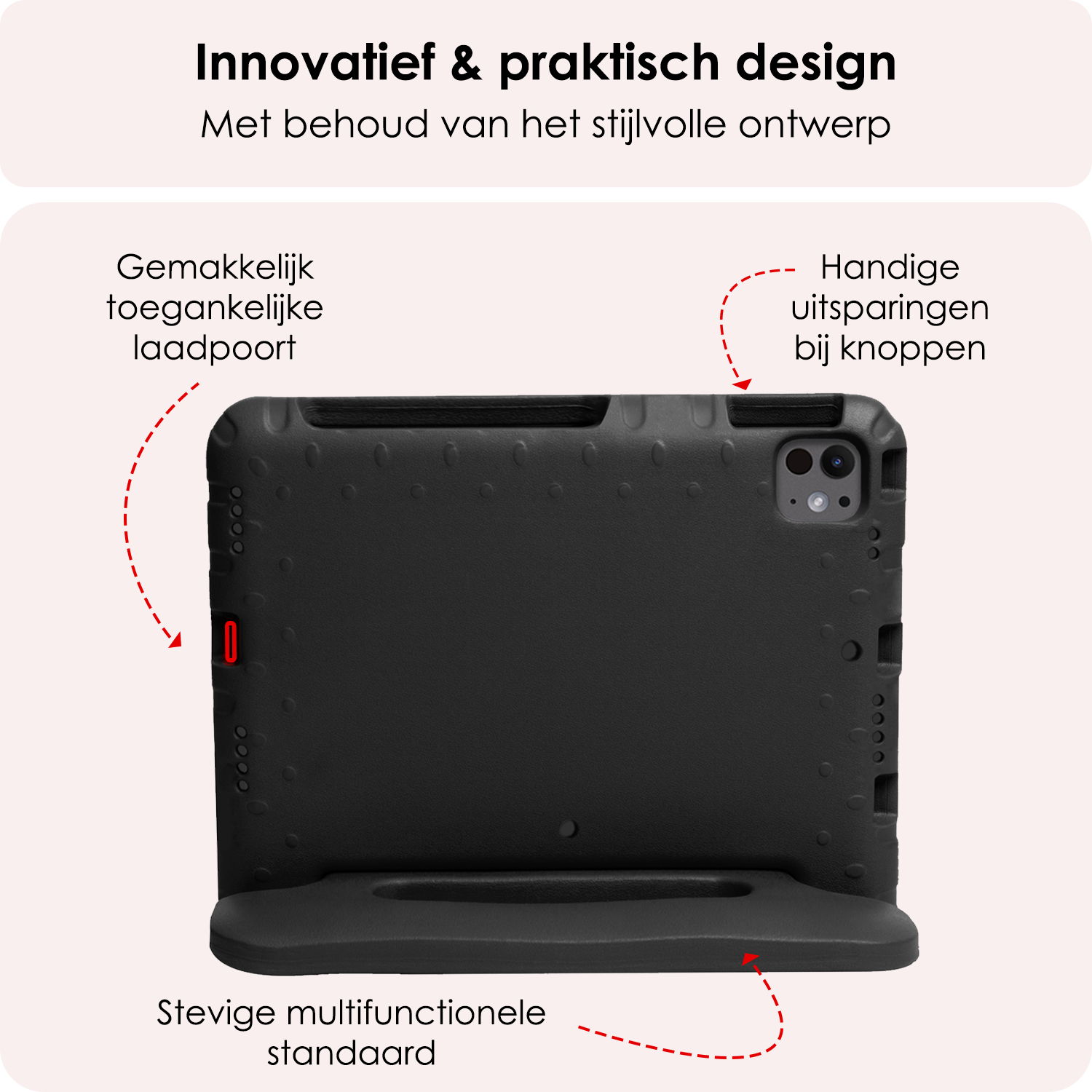 NoXx iPad Pro 11 inch 2024 Hoes Kinder Hoesje Kids Case Cover Kids Proof Met 2x Screenprotector - iPad Pro 11 inch 2024 Kinder Hoes - Zwart