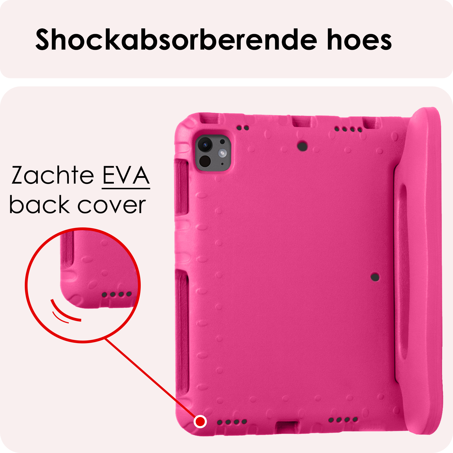 NoXx iPad Pro 11 inch 2024 Hoes Kinder Hoesje Kids Case Cover Kids Proof Met 2x Screenprotector - iPad Pro 11 inch 2024 Kinder Hoes - Roze