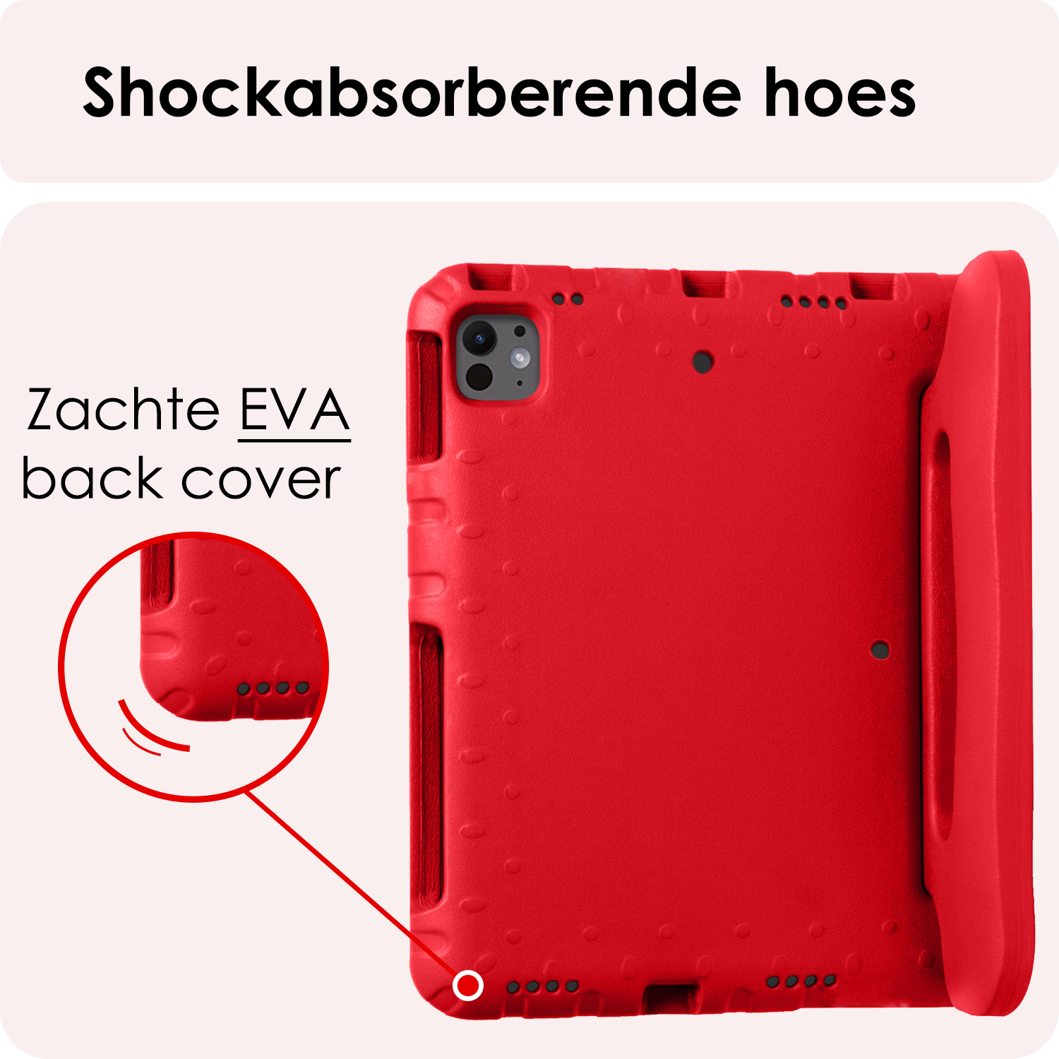 NoXx iPad Pro 11 inch 2024 Hoes Kinder Hoesje Kids Case Cover Kids Proof Met 2x Screenprotector - iPad Pro 11 inch 2024 Kinder Hoes - Rood