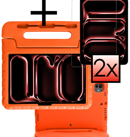 NoXx NoXx iPad Pro 2024 (11 inch) Kinderhoes Met 2x Screenprotector - Oranje