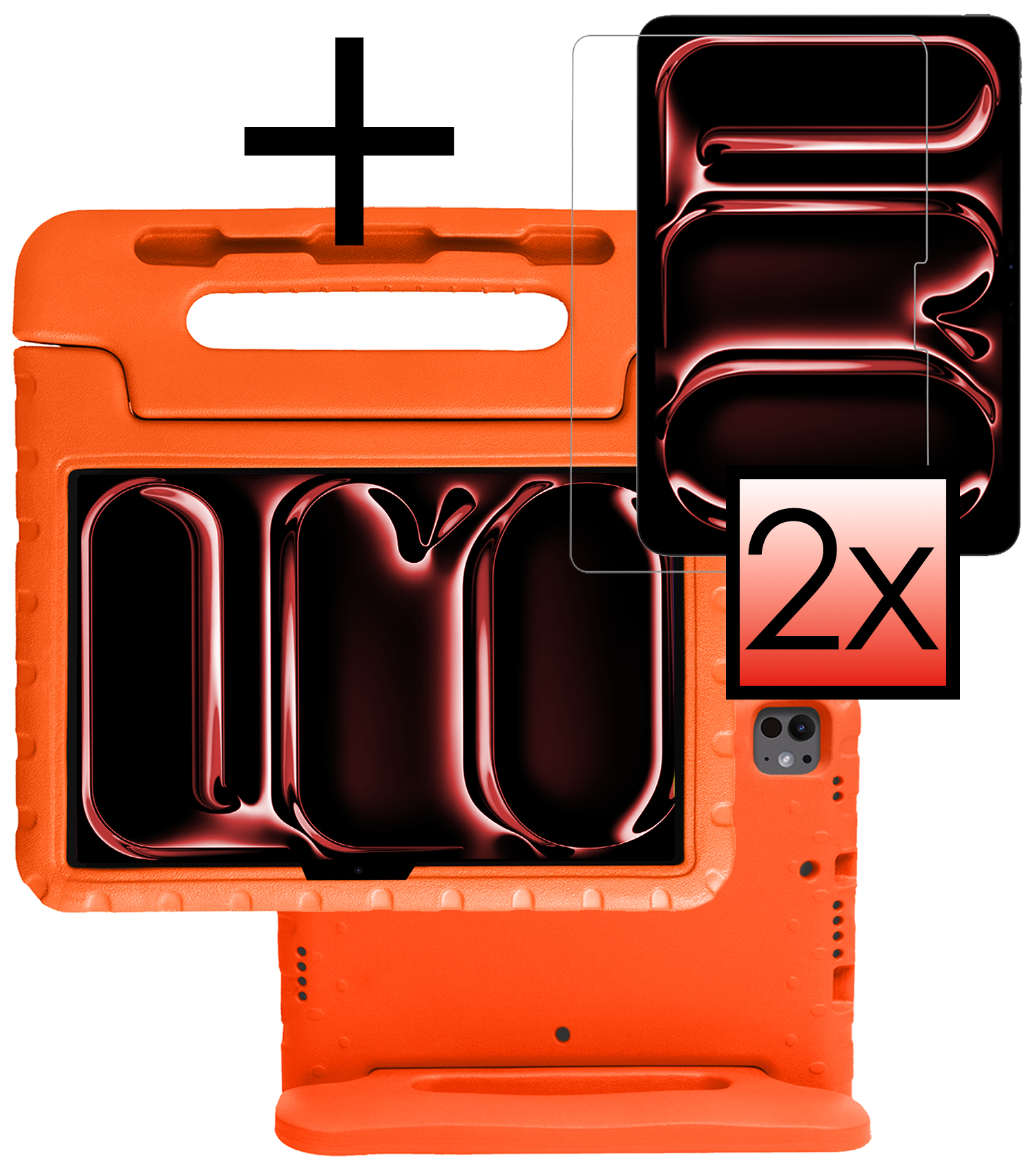 NoXx iPad Pro 11 inch 2024 Hoes Kinder Hoesje Kids Case Cover Kids Proof Met 2x Screenprotector - iPad Pro 11 inch 2024 Kinder Hoes - Oranje
