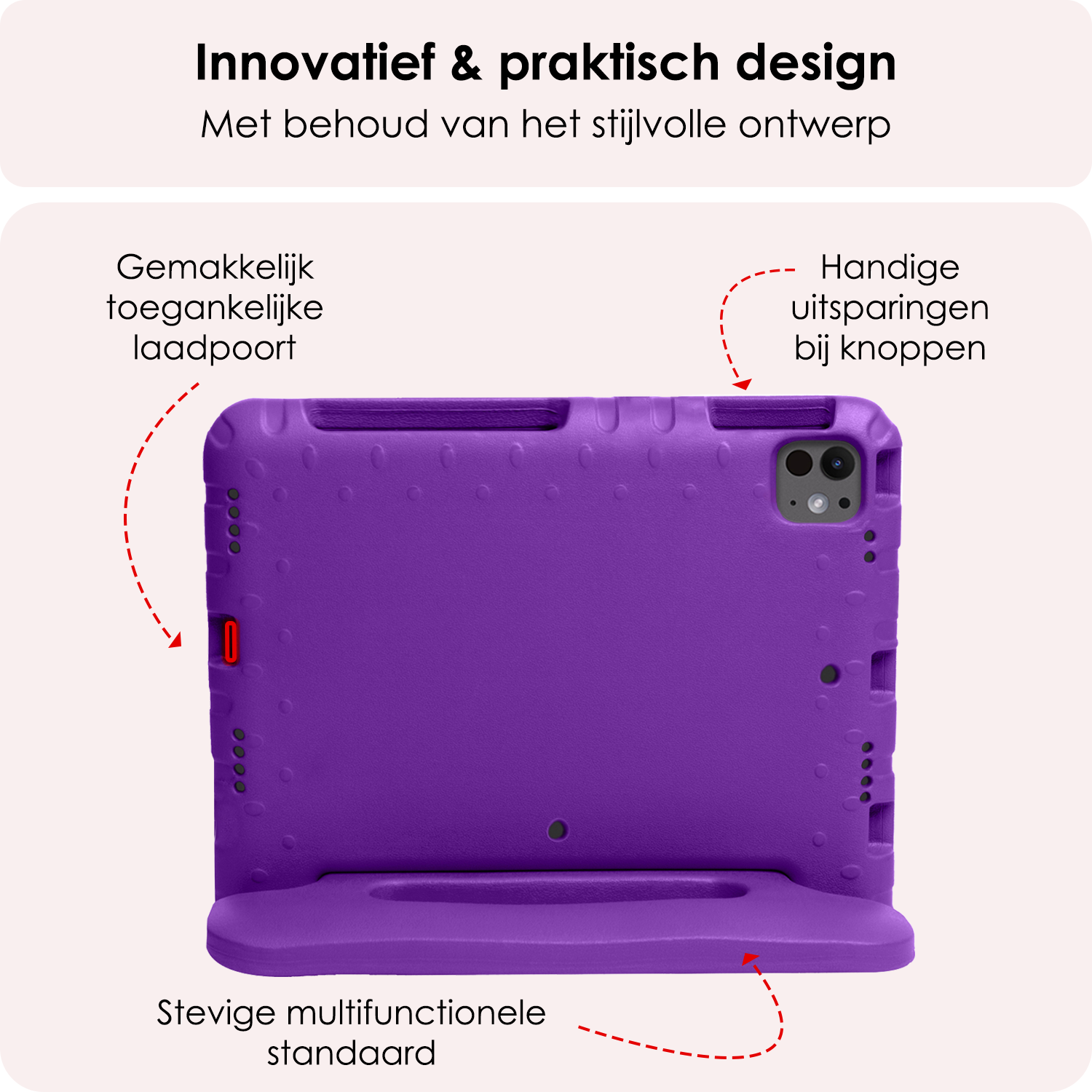 NoXx iPad Pro 11 inch 2024 Hoes Kinder Hoesje Kids Case Cover Kids Proof Met 2x Screenprotector - iPad Pro 11 inch 2024 Kinder Hoes - Paars