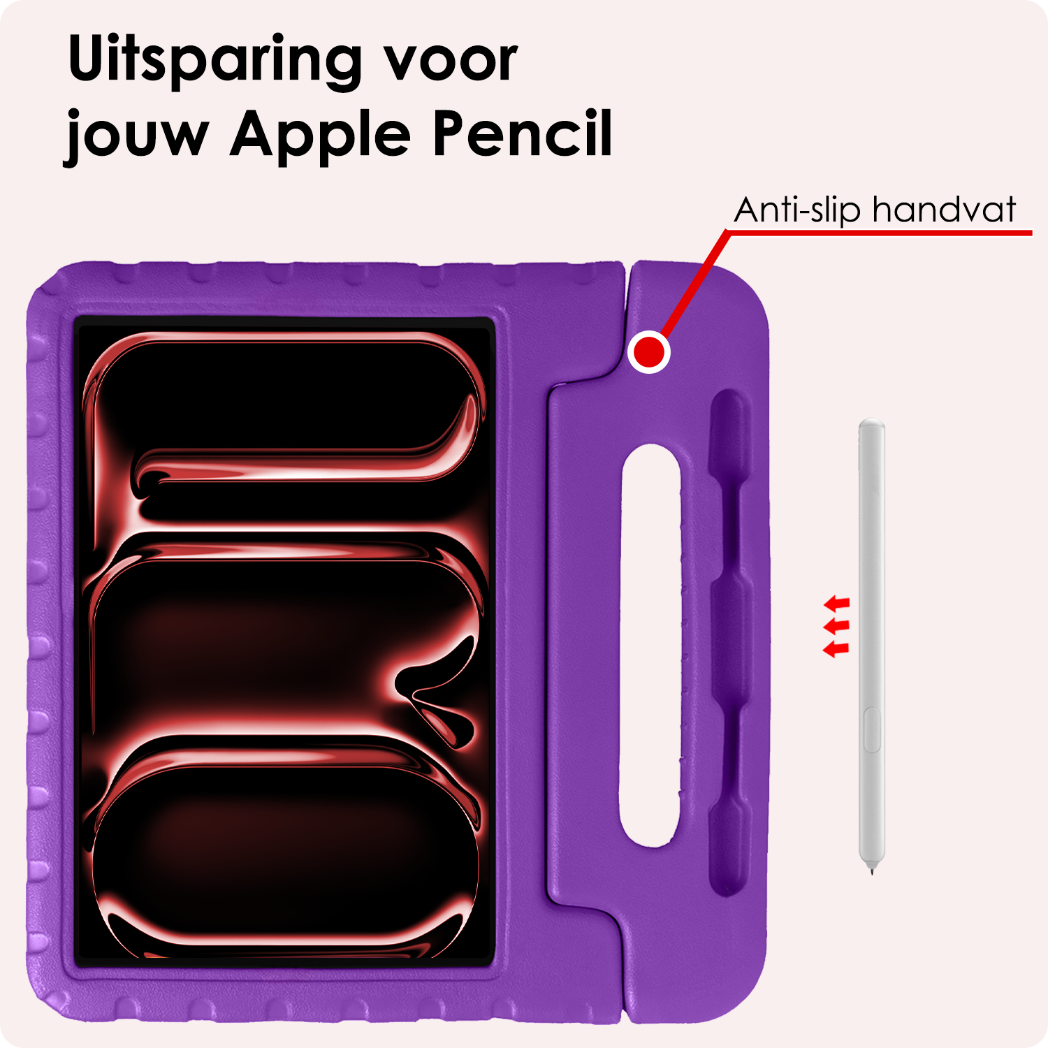 NoXx iPad Pro 11 inch 2024 Hoes Kinder Hoesje Kids Case Cover Kids Proof Met 2x Screenprotector - iPad Pro 11 inch 2024 Kinder Hoes - Paars