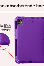 NoXx iPad Pro 11 inch 2024 Hoes Kinder Hoesje Kids Case Cover Kids Proof Met 2x Screenprotector - iPad Pro 11 inch 2024 Kinder Hoes - Paars