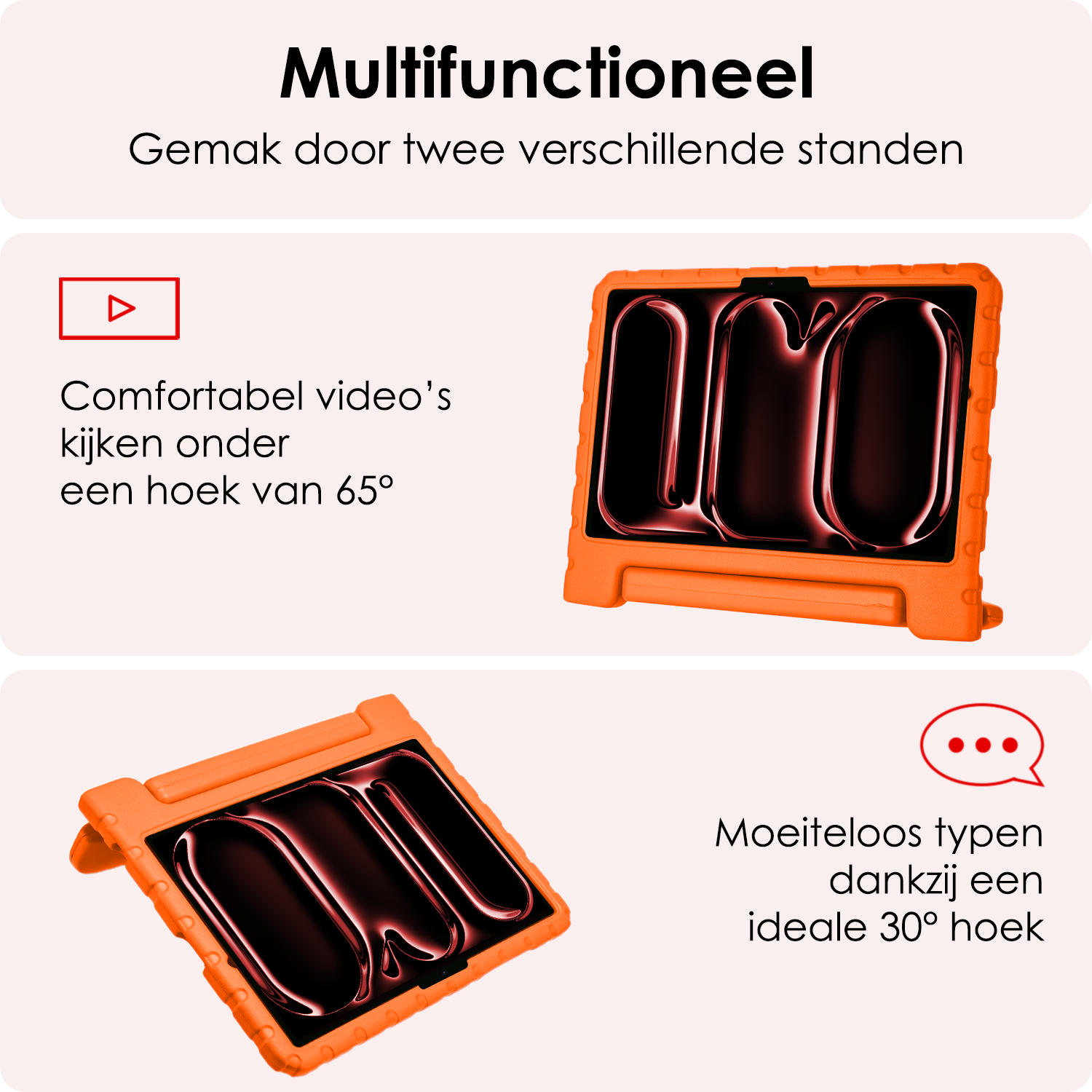 NoXx iPad Pro 11 inch 2024 Hoes Kinder Hoesje Kids Case Cover Kids Proof Met 2x Screenprotector - iPad Pro 11 inch 2024 Kinder Hoes - Oranje