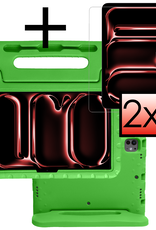 NoXx iPad Pro 11 inch 2024 Hoes Kinder Hoesje Kids Case Cover Kids Proof Met 2x Screenprotector - iPad Pro 11 inch 2024 Kinder Hoes - Groen