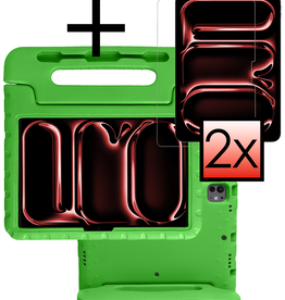 NoXx NoXx iPad Pro 2024 (11 inch) Kinderhoes Met 2x Screenprotector - Groen
