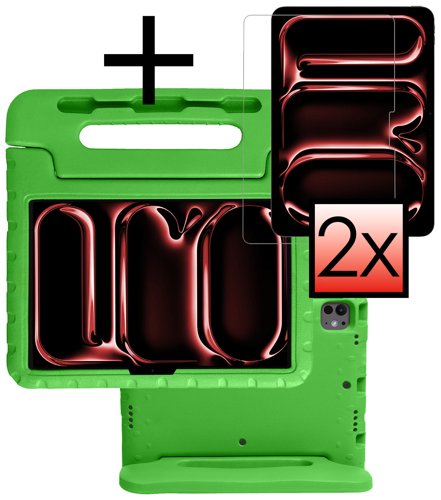 NoXx iPad Pro 11 inch 2024 Hoes Kinder Hoesje Kids Case Cover Kids Proof Met 2x Screenprotector - iPad Pro 11 inch 2024 Kinder Hoes - Groen