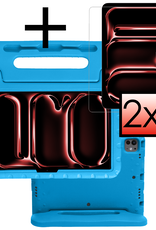 NoXx iPad Pro 11 inch 2024 Hoes Kinder Hoesje Kids Case Cover Kids Proof Met 2x Screenprotector - iPad Pro 11 inch 2024 Kinder Hoes - Licht Blauw