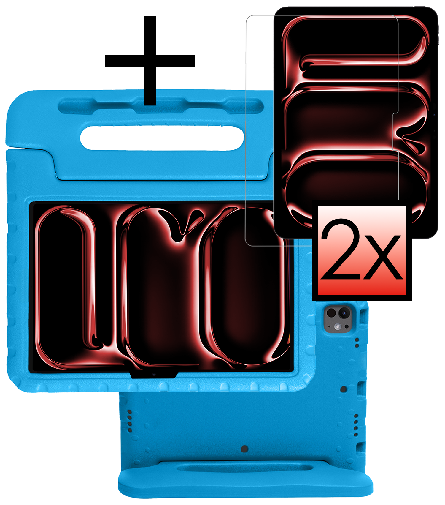 NoXx iPad Pro 11 inch 2024 Hoes Kinder Hoesje Kids Case Cover Kids Proof Met 2x Screenprotector - iPad Pro 11 inch 2024 Kinder Hoes - Licht Blauw