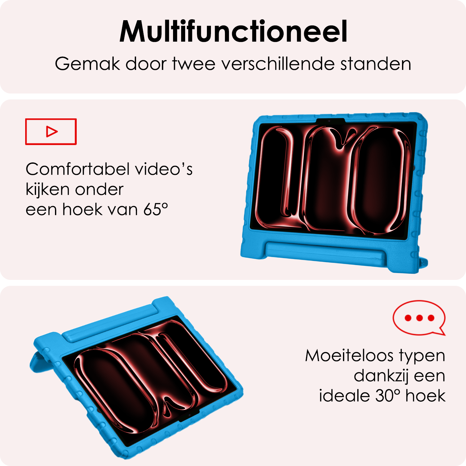 NoXx iPad Pro 11 inch 2024 Hoes Kinder Hoesje Kids Case Cover Kids Proof Met 2x Screenprotector - iPad Pro 11 inch 2024 Kinder Hoes - Licht Blauw