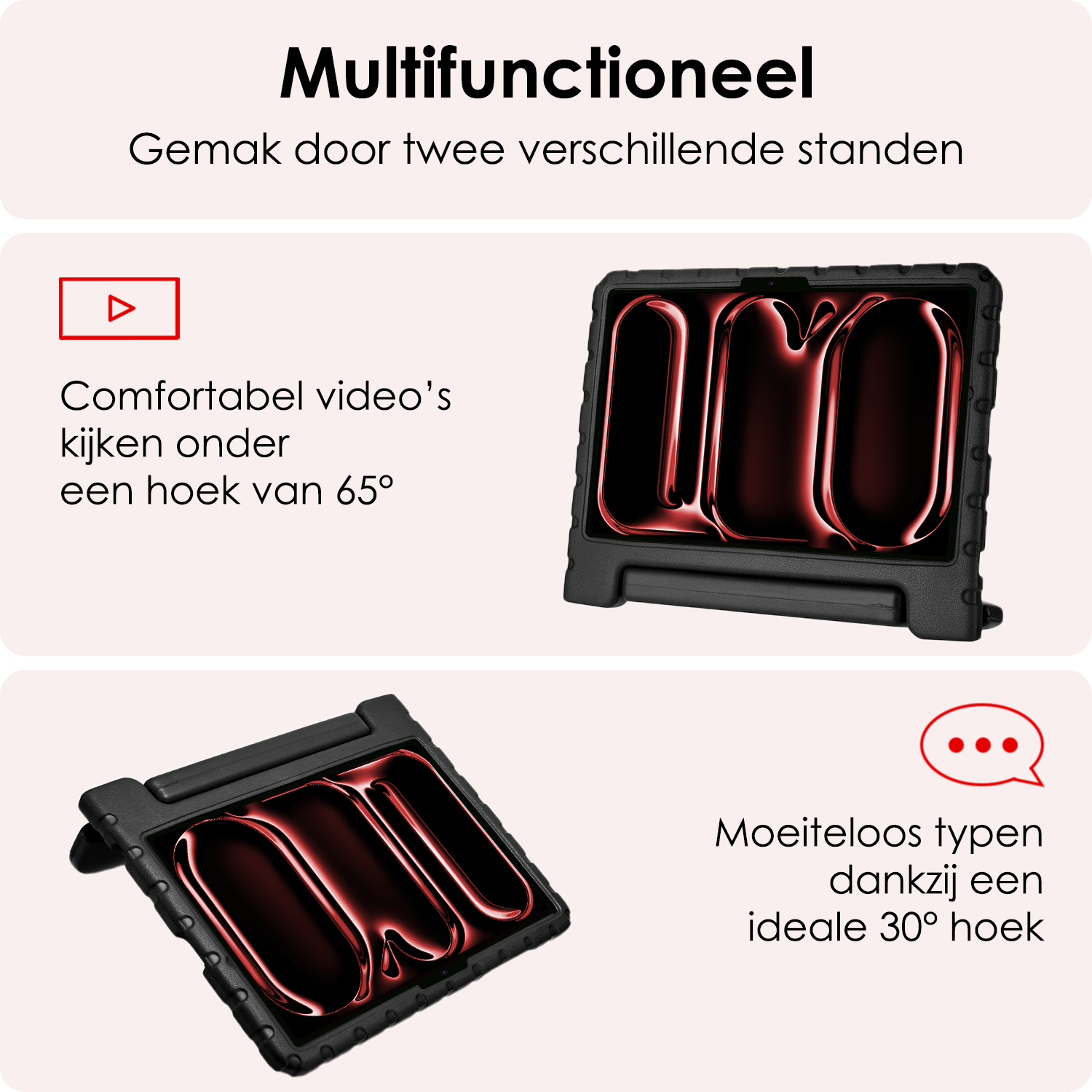 NoXx iPad Pro 11 inch 2024 Hoes Kinder Hoesje Kids Case Cover Kids Proof Met Screenprotector - iPad Pro 11 inch 2024 Kinder Hoes - Zwart