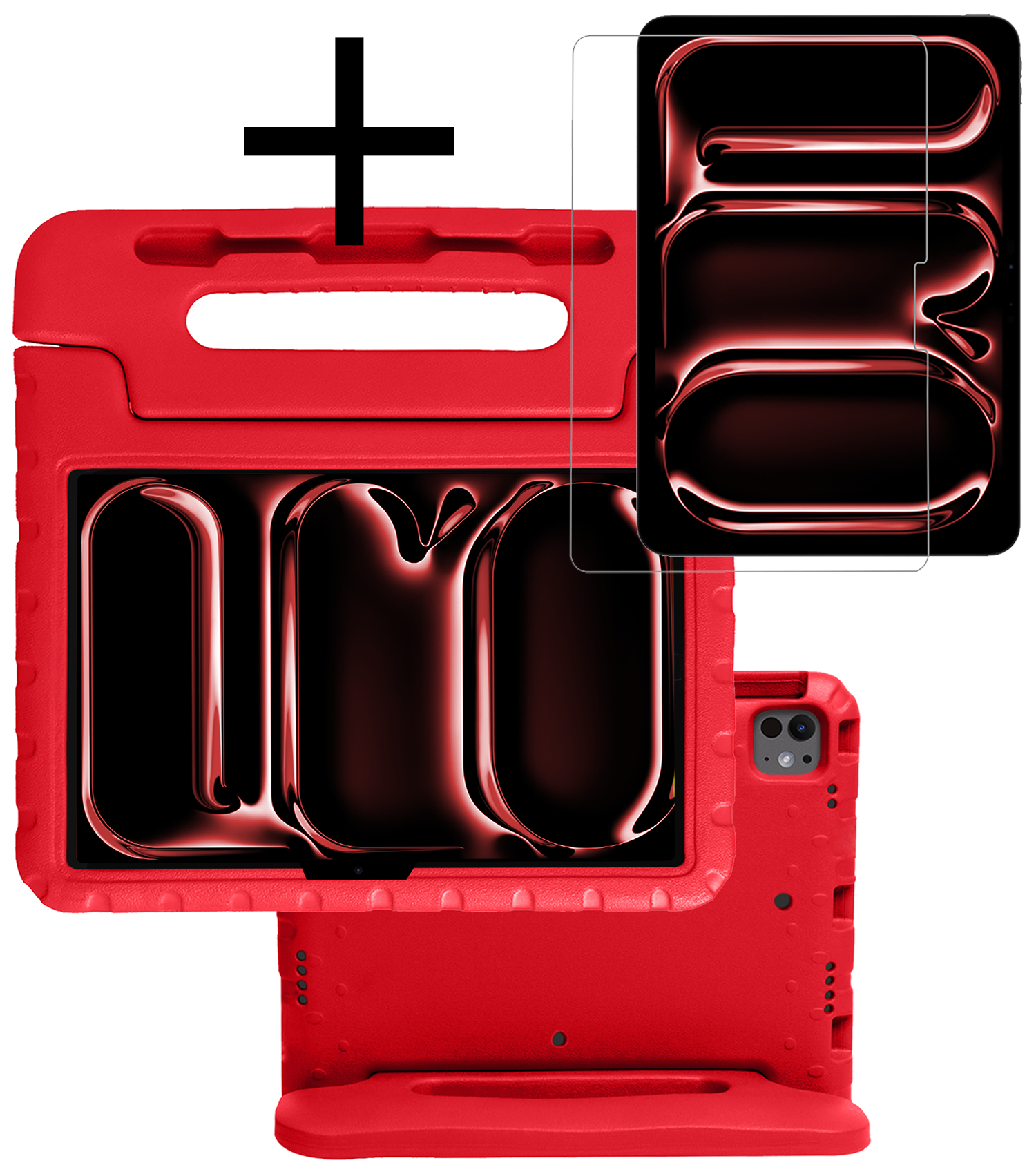 NoXx iPad Pro 11 inch 2024 Hoes Kinder Hoesje Kids Case Cover Kids Proof Met Screenprotector - iPad Pro 11 inch 2024 Kinder Hoes - Rood