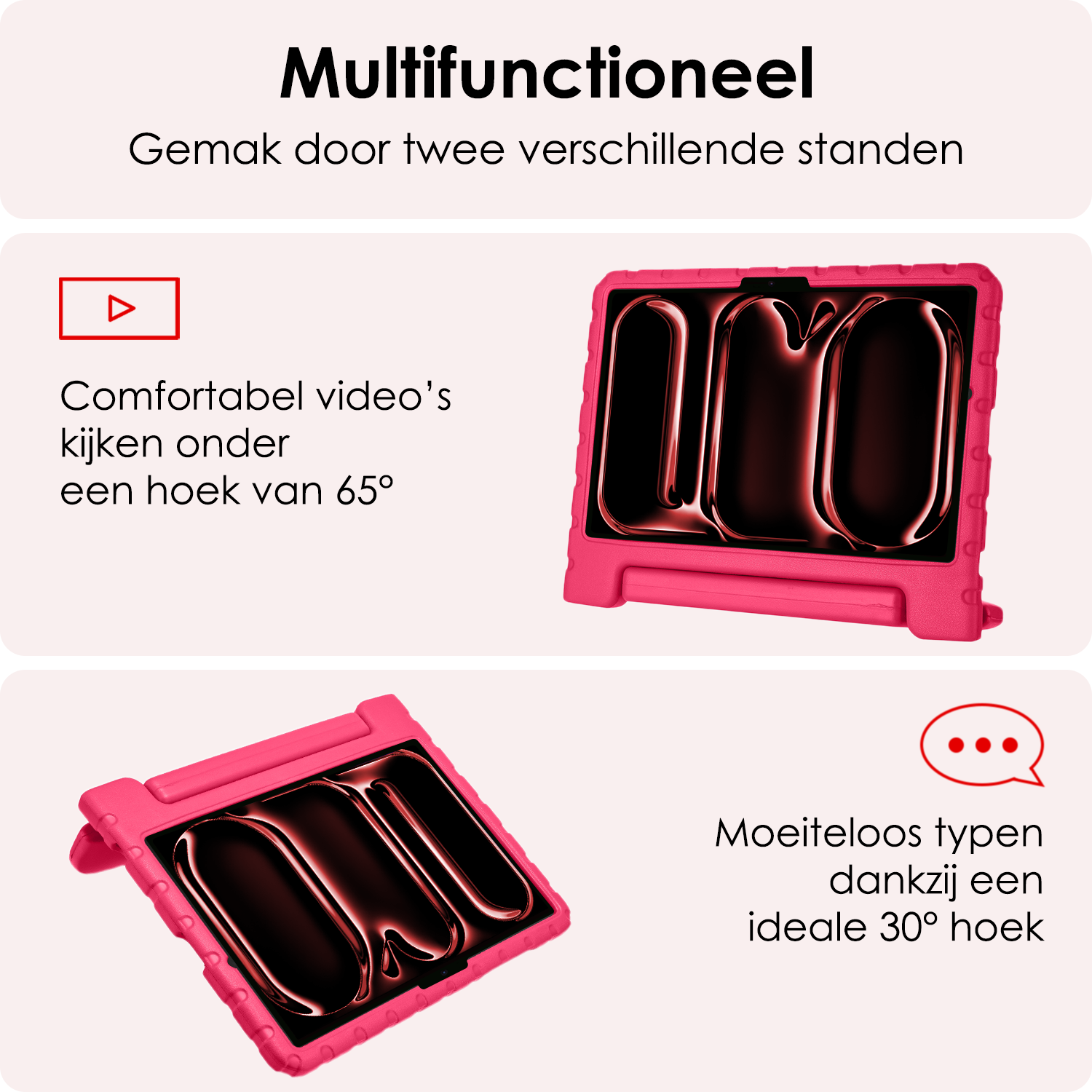 NoXx iPad Pro 11 inch 2024 Hoes Kinder Hoesje Kids Case Cover Kids Proof Met Screenprotector - iPad Pro 11 inch 2024 Kinder Hoes - Roze