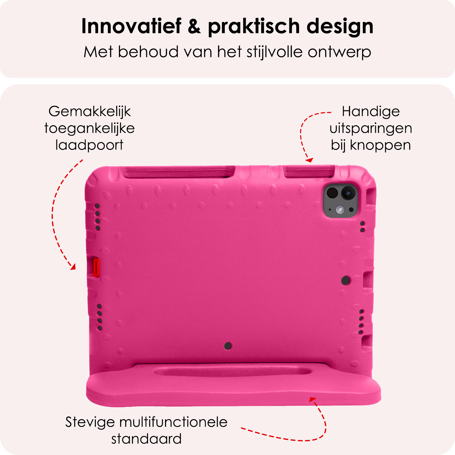 NoXx iPad Pro 11 inch 2024 Hoes Kinder Hoesje Kids Case Cover Kids Proof Met Screenprotector - iPad Pro 11 inch 2024 Kinder Hoes - Roze