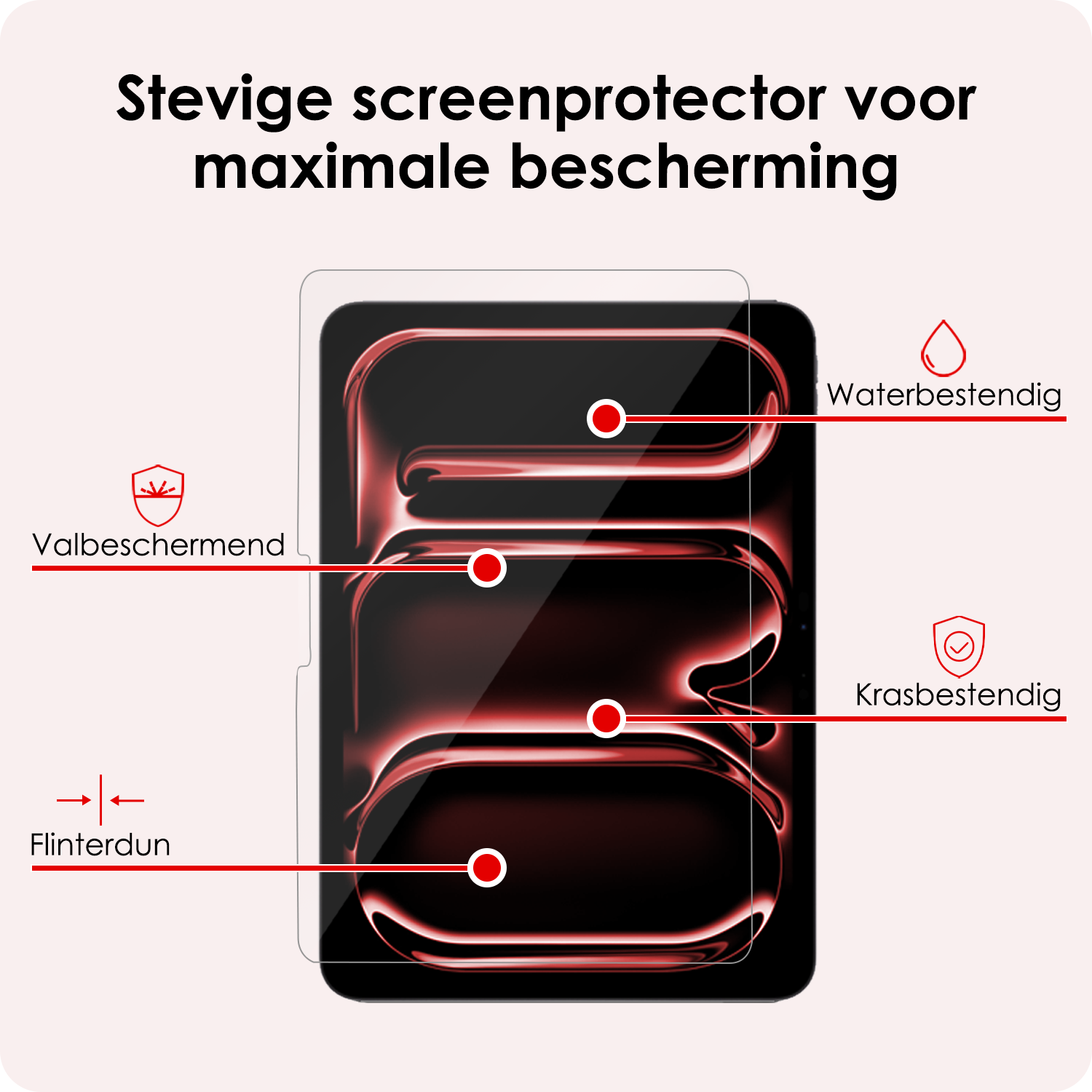 NoXx iPad Pro 11 inch 2024 Hoes Kinder Hoesje Kids Case Cover Kids Proof Met Screenprotector - iPad Pro 11 inch 2024 Kinder Hoes - Rood