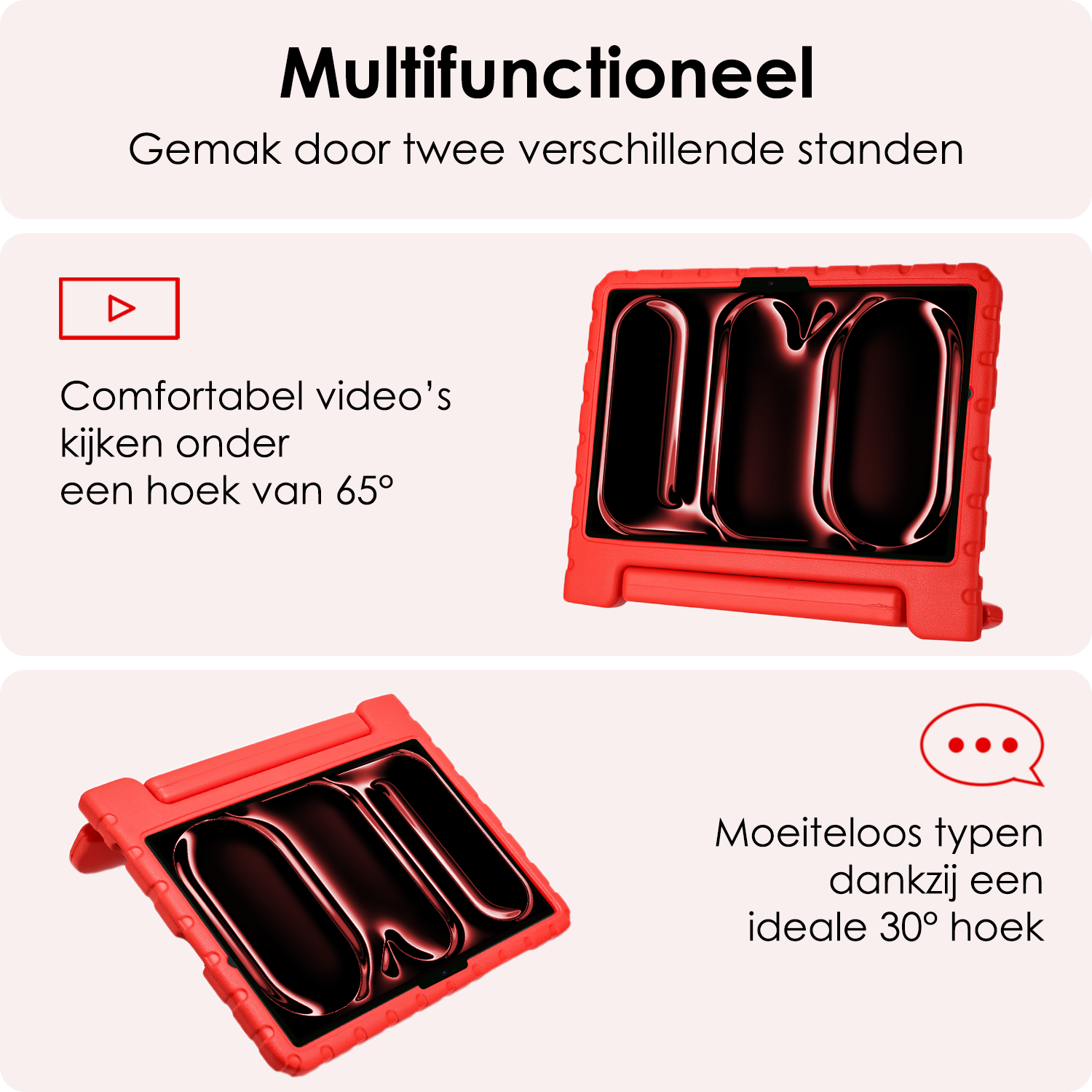 NoXx iPad Pro 11 inch 2024 Hoes Kinder Hoesje Kids Case Cover Kids Proof - iPad Pro 11 inch 2024 Kinder Hoes - Rood