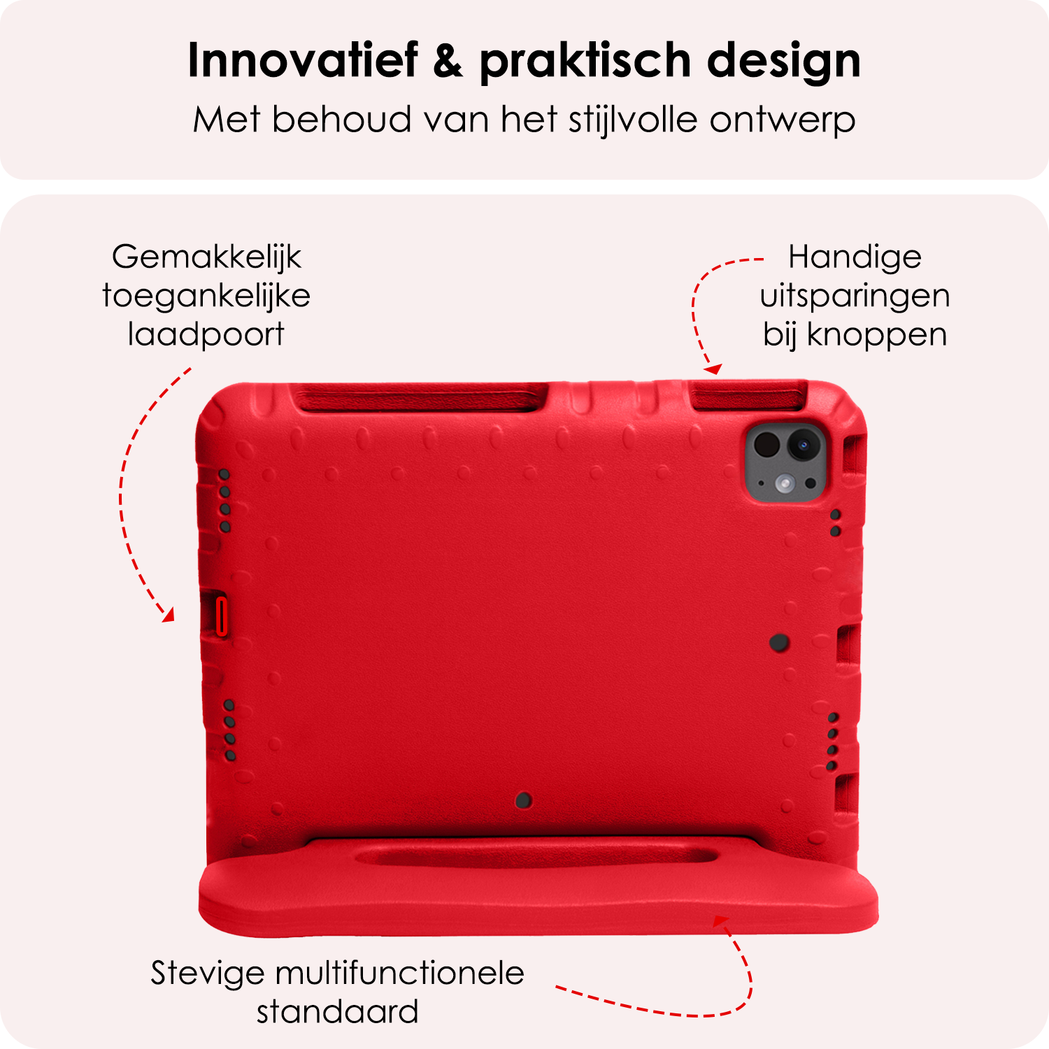 NoXx iPad Pro 11 inch 2024 Hoes Kinder Hoesje Kids Case Cover Kids Proof - iPad Pro 11 inch 2024 Kinder Hoes - Rood