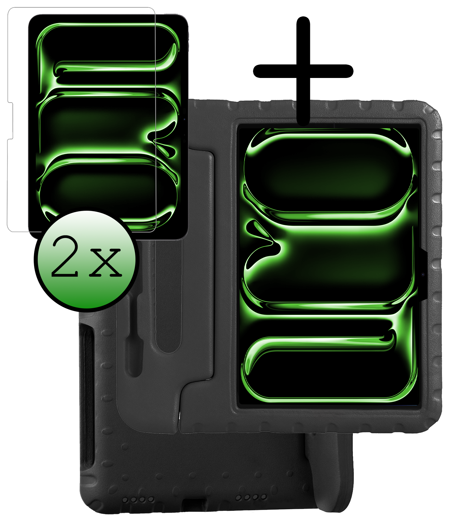 BASEY. iPad Pro 11 inch 2024 Hoes Kinder Hoesje Kids Case Cover Kids Proof Met 2x Screenprotector - iPad Pro 11 inch 2024 Kinder Hoes - Zwart