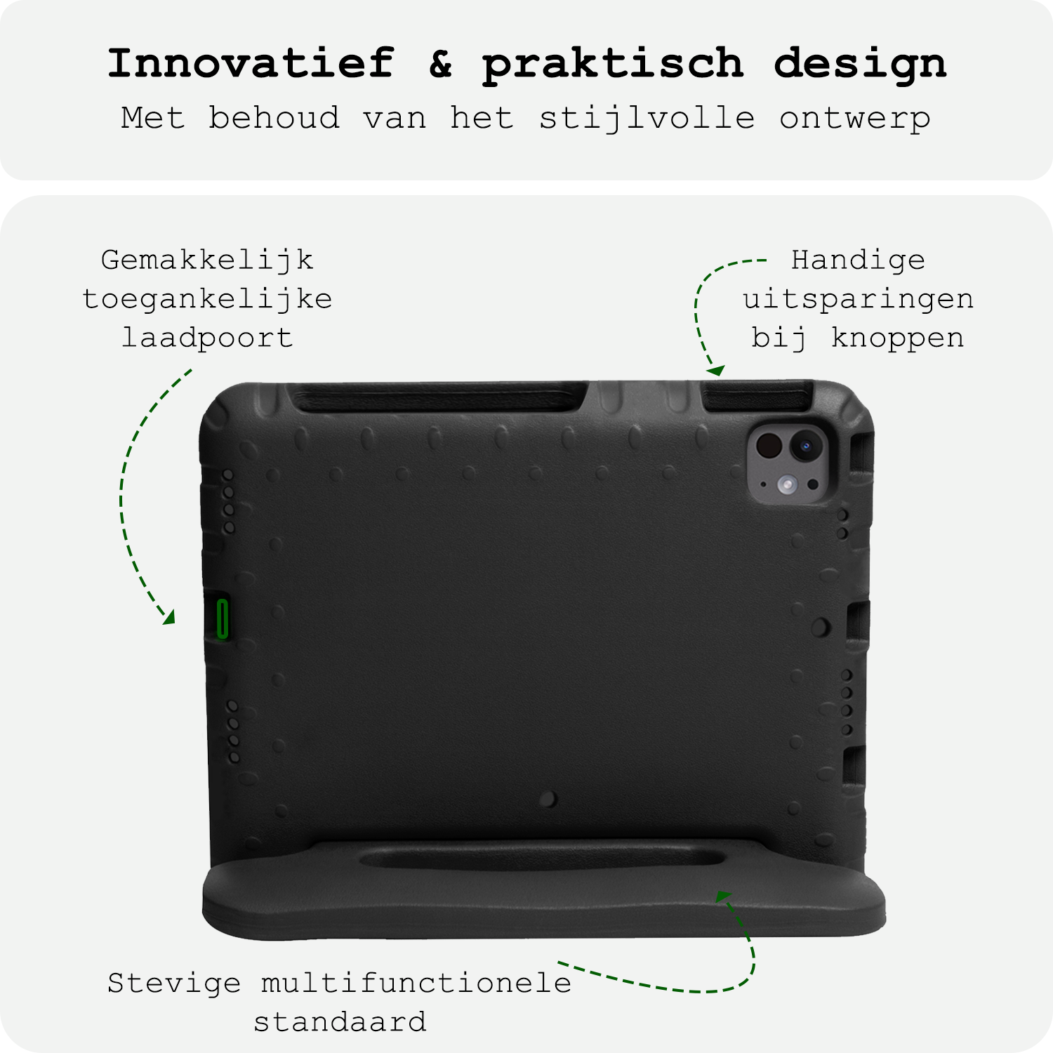 BASEY. iPad Pro 11 inch 2024 Hoes Kinder Hoesje Kids Case Cover Kids Proof Met 2x Screenprotector - iPad Pro 11 inch 2024 Kinder Hoes - Zwart