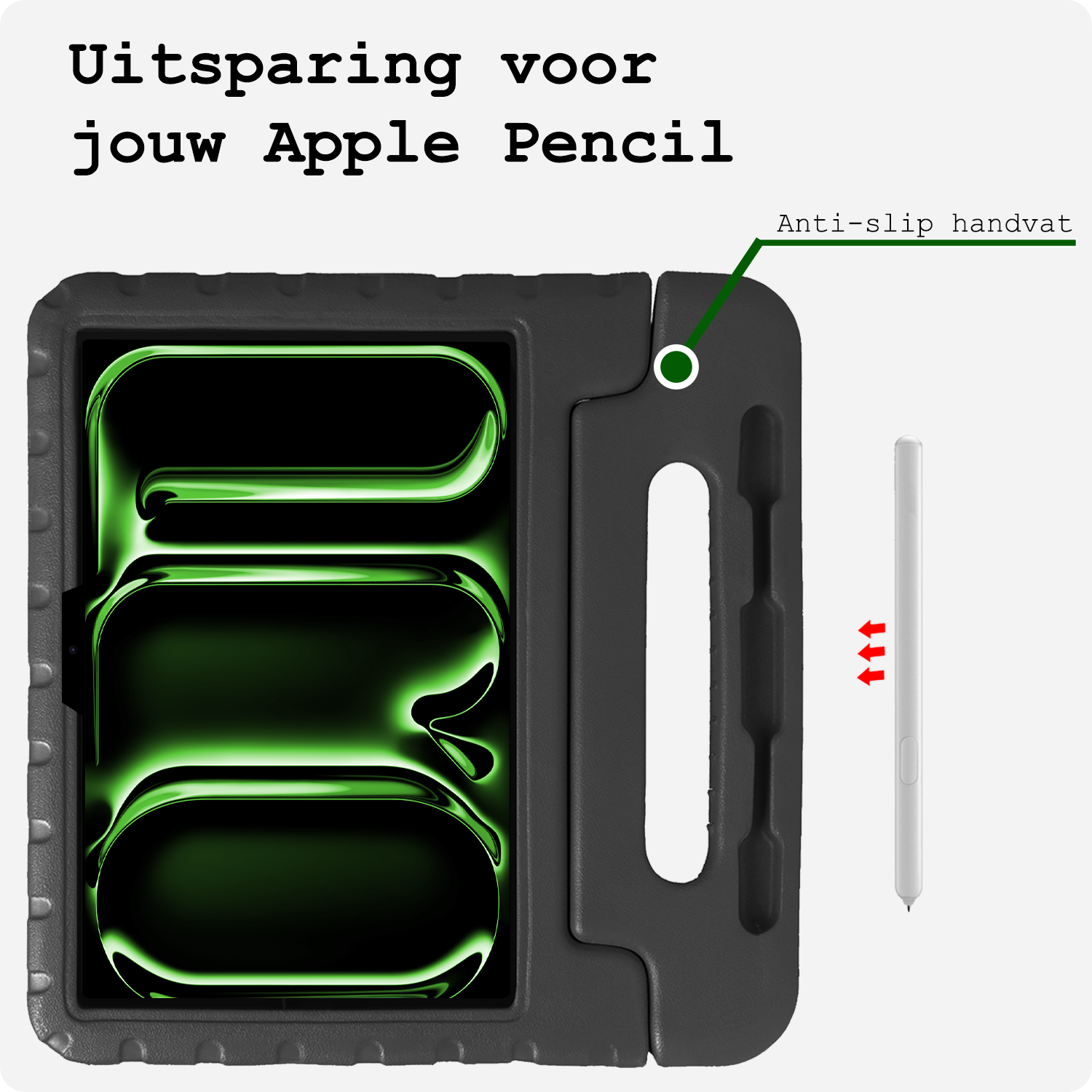 BASEY. iPad Pro 11 inch 2024 Hoes Kinder Hoesje Kids Case Cover Kids Proof Met 2x Screenprotector - iPad Pro 11 inch 2024 Kinder Hoes - Zwart