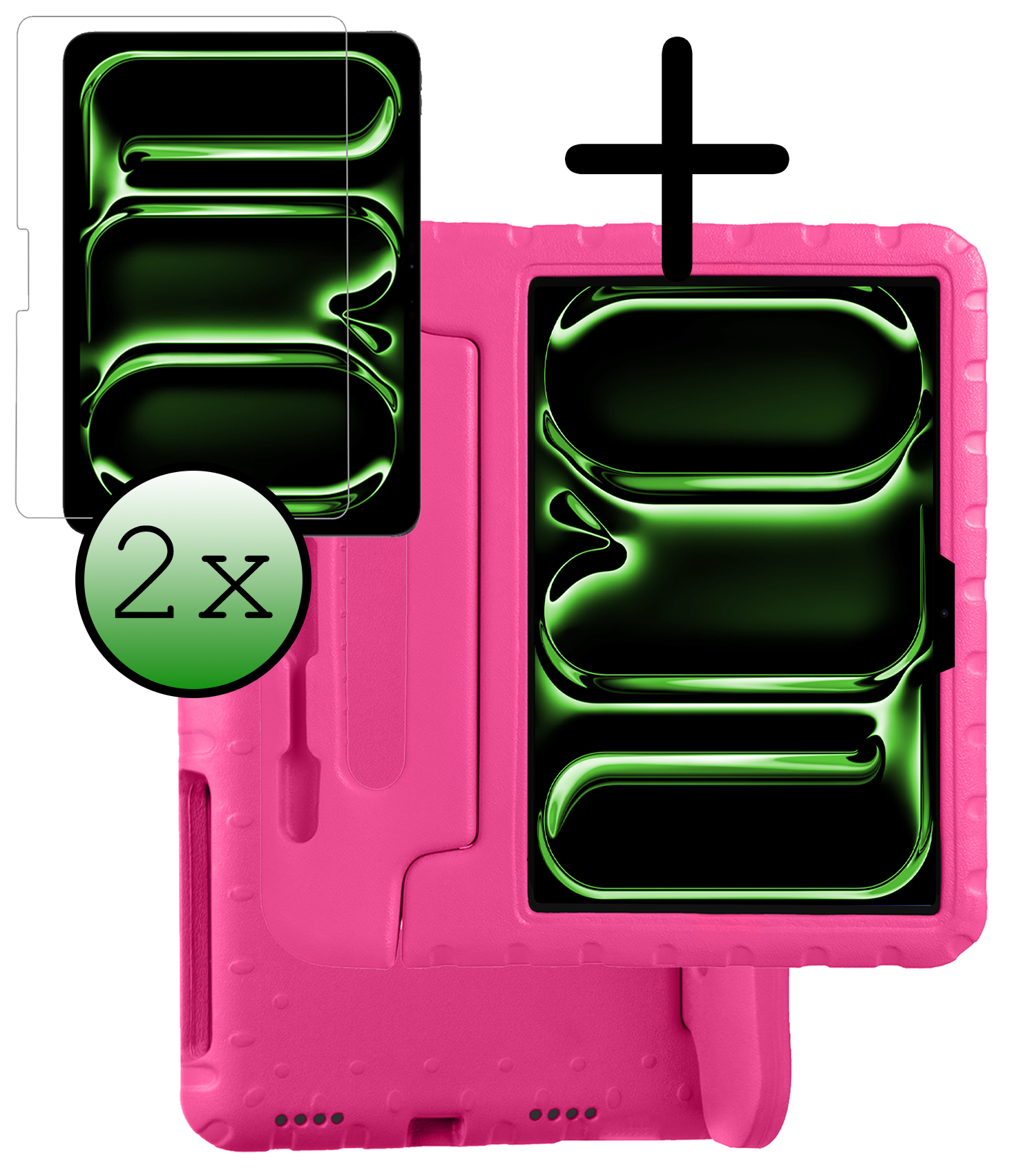 BASEY. iPad Pro 11 inch 2024 Hoes Kinder Hoesje Kids Case Cover Kids Proof Met 2x Screenprotector - iPad Pro 11 inch 2024 Kinder Hoes - Roze